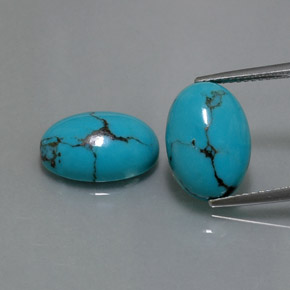 Gemas de turquesa azul natural de  ct, corte óvalo, opaco