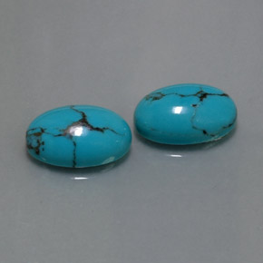 Gemas de turquesa azul natural de  ct, corte óvalo, opaco