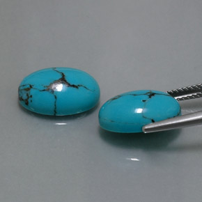 Gemas de turquesa azul natural de  ct, corte óvalo, opaco