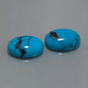 Gemas de turquesa azul natural de  ct, corte óvalo, opaco
