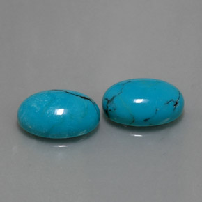 Gemas de turquesa azul natural de  ct, corte óvalo, opaco