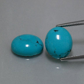 Gemas de turquesa azul natural de  ct, corte óvalo, opaco