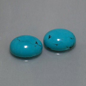 Gemas de turquesa azul natural de  ct, corte óvalo, opaco