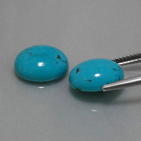 Gemas de turquesa azul natural de  ct, corte óvalo, opaco