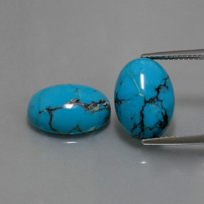 Gemas de turquesa azul natural de  ct, corte óvalo, opaco