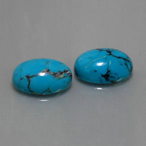 Gemas de turquesa azul natural de  ct, corte óvalo, opaco