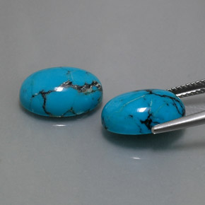 Gemas de turquesa azul natural de  ct, corte óvalo, opaco