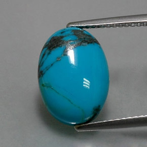 Turquesa azul natural de 3,83 ct, corte óvalo, opaco