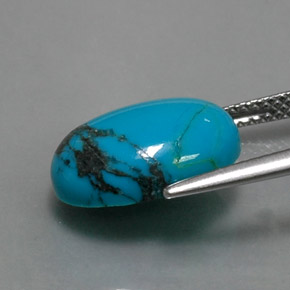Turquesa azul natural de 3,83 ct, corte óvalo, opaco