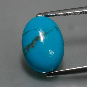Turquesa azul natural de 3,78 ct, corte óvalo, opaco