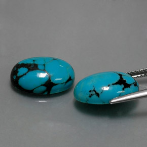 Gemas de turquesa azul natural de  ct, corte óvalo, opaco