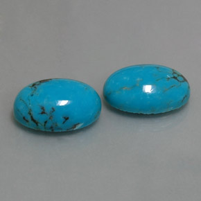 Gemas de turquesa azul natural de  ct, corte óvalo, opaco