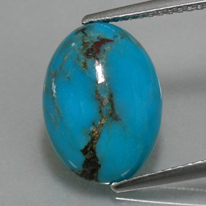 Turquesa azul natural de 4,14 ct, corte óvalo, opaco