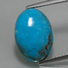 Turquesa azul natural de 3,97 ct, corte óvalo, opaco