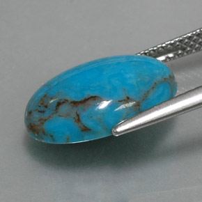 Turquesa azul natural de 3,97 ct, corte óvalo, opaco