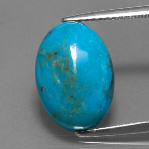 Turquesa azul natural de 4,40 ct, corte óvalo, opaco