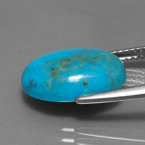 Turquesa azul natural de 4,40 ct, corte óvalo, opaco