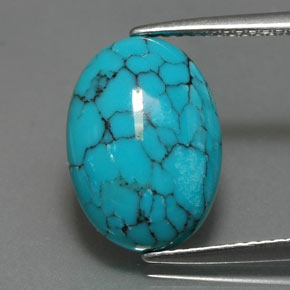 Turquesa azul natural de 3,96 ct, corte óvalo, opaco