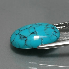 Turquesa azul natural de 3,96 ct, corte óvalo, opaco