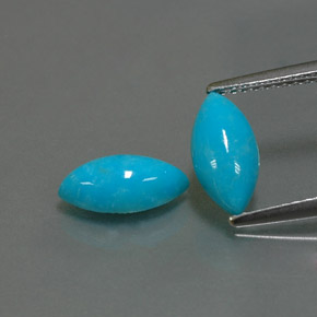Gemas de turquesa azul natural de  ct, marquesa, opaco