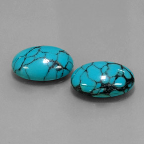 Gemas de turquesa azul natural de  ct, corte óvalo, opaco
