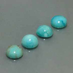 Gemas de turquesa azul natural de  ct, corte redondo, opaco