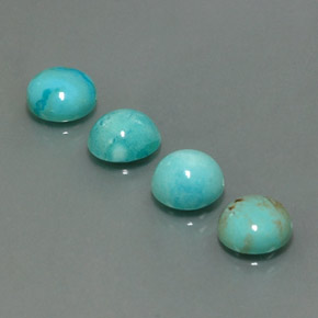 Gemas de turquesa azul natural de  ct, corte redondo, opaco