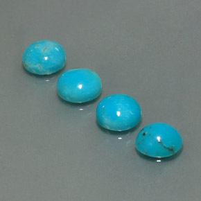 Gemas de turquesa azul natural de  ct, corte redondo, opaco