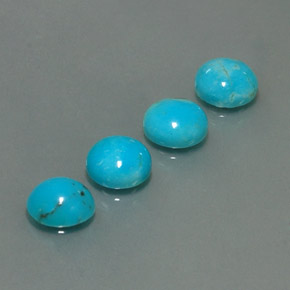 Gemas de turquesa azul natural de  ct, corte redondo, opaco