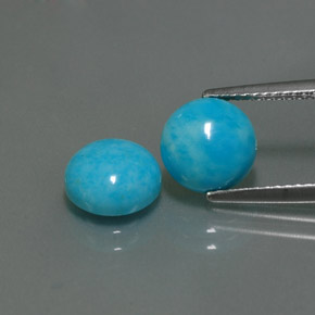 Gemas de turquesa azul natural de  ct, corte redondo, opaco