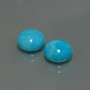 Gemas de turquesa azul natural de  ct, corte redondo, opaco