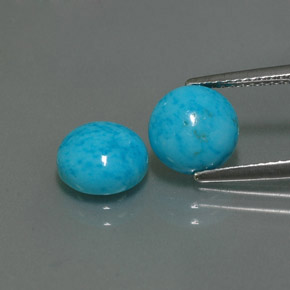 Gemas de turquesa azul natural de  ct, corte redondo, opaco