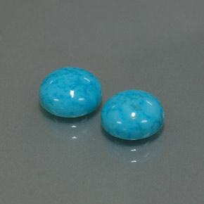 Gemas de turquesa azul natural de  ct, corte redondo, opaco