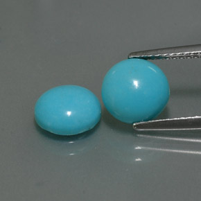 Gemas de turquesa azul natural de  ct, corte redondo, opaco