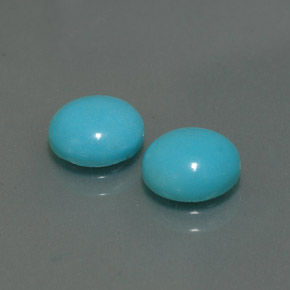 Gemas de turquesa azul natural de  ct, corte redondo, opaco