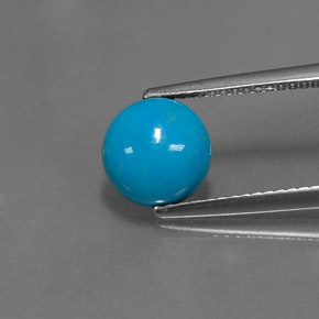 Turquesa azul natural de 1,57 ct, corte redondo, opaco
