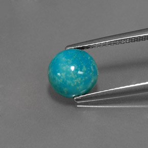 Turquesa azul natural de 2,07 ct, corte redondo, opaco