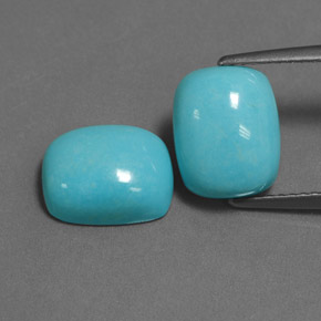 Gemas de turquesa azul natural de  ct, corte cojín, opaco