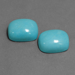 Gemas de turquesa azul natural de  ct, corte cojín, opaco