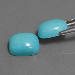 Gemas de turquesa azul natural de  ct, corte cojín, opaco