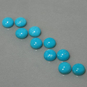 Gemas de turquesa azul natural de  ct, corte redondo, opaco