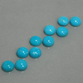 Gemas de turquesa azul natural de  ct, corte redondo, opaco