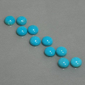 Gemas de turquesa azul natural de  ct, corte redondo, opaco