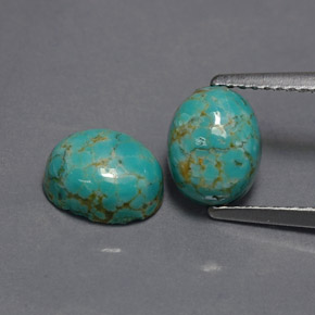 Gemas de turquesa verde natural de  ct, corte óvalo, opaco