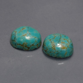 Gemas de turquesa verde natural de  ct, corte óvalo, opaco