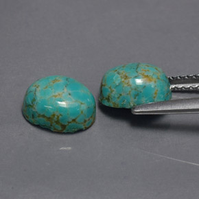 Gemas de turquesa verde natural de  ct, corte óvalo, opaco
