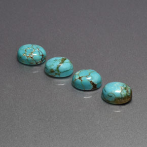 Gemas de turquesa verde natural de  ct, corte óvalo, opaco