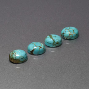 Gemas de turquesa verde natural de  ct, corte óvalo, opaco