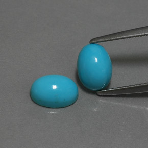 Gemas de turquesa azul natural de  ct, corte óvalo, opaco