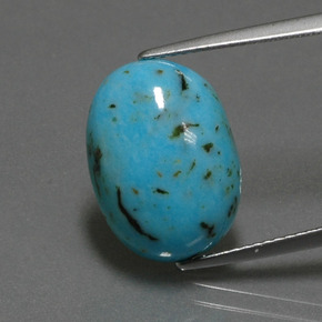 Turquesa azul natural de 6,96 ct, corte óvalo, opaco